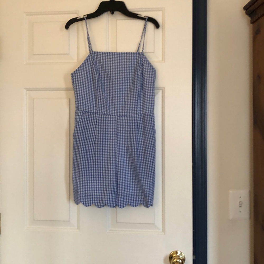Blue and white Gingham Blu romper